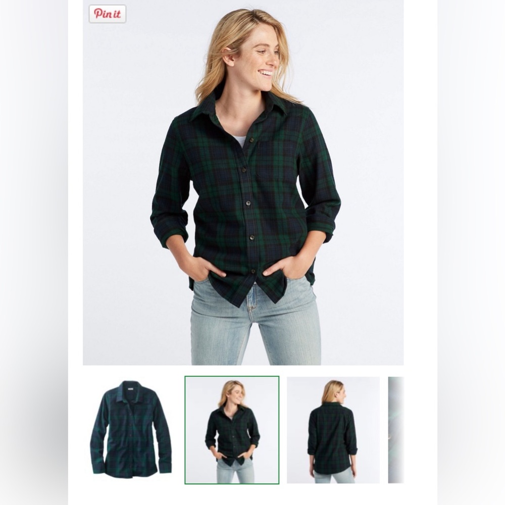 LL Bean scotch plaid relaxed fit flannel